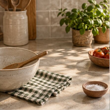 A welcoming kitchen table prepared for weekly meal planning